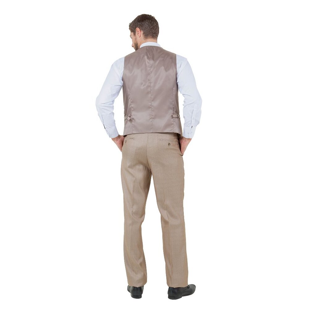 Modern Fit Sharkskin 3pc Men's Suit Set, Ground Stone - Picture 4 of 6